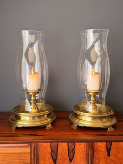 Lampade a candela in ottone e vetro in stile Hollywood Regency di C. Chapman, anni '70