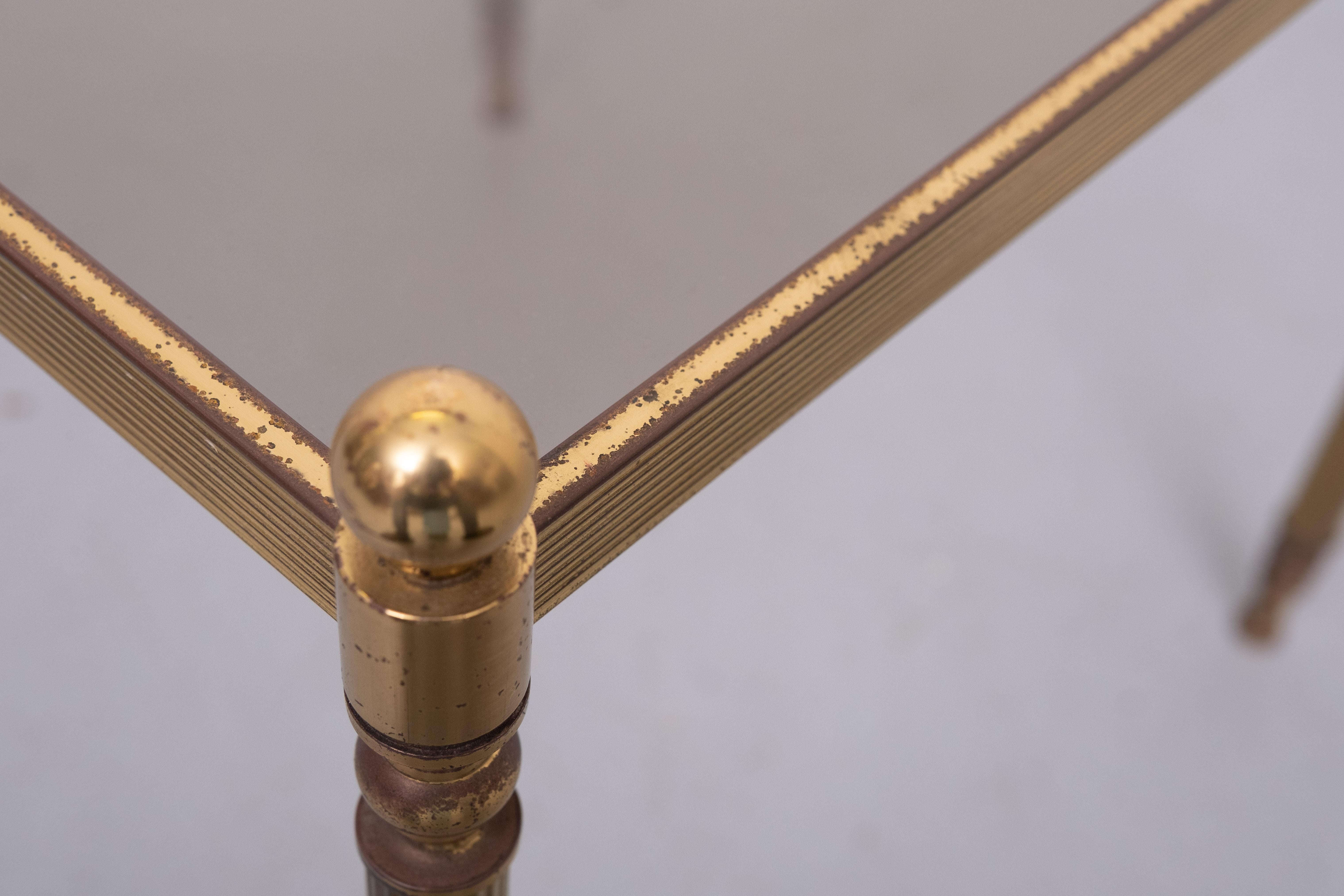 Hollywood Regency  Brass and Glass side table  1970s France For Sale 2