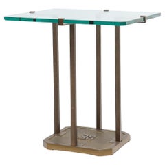 Hollywood regency brass and glass side table Model T18 by Peter Ghyczy, 1970s