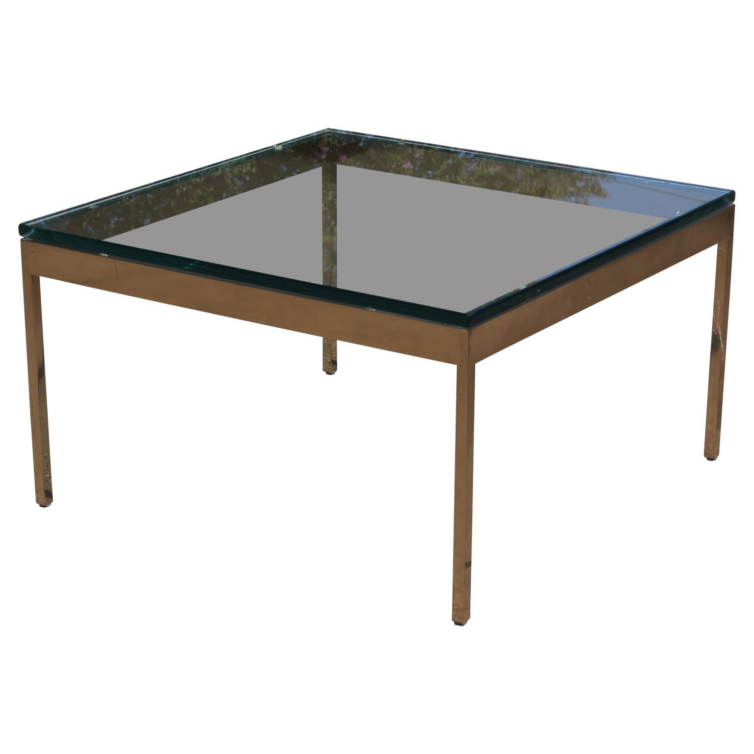 brass and glass square coffee table