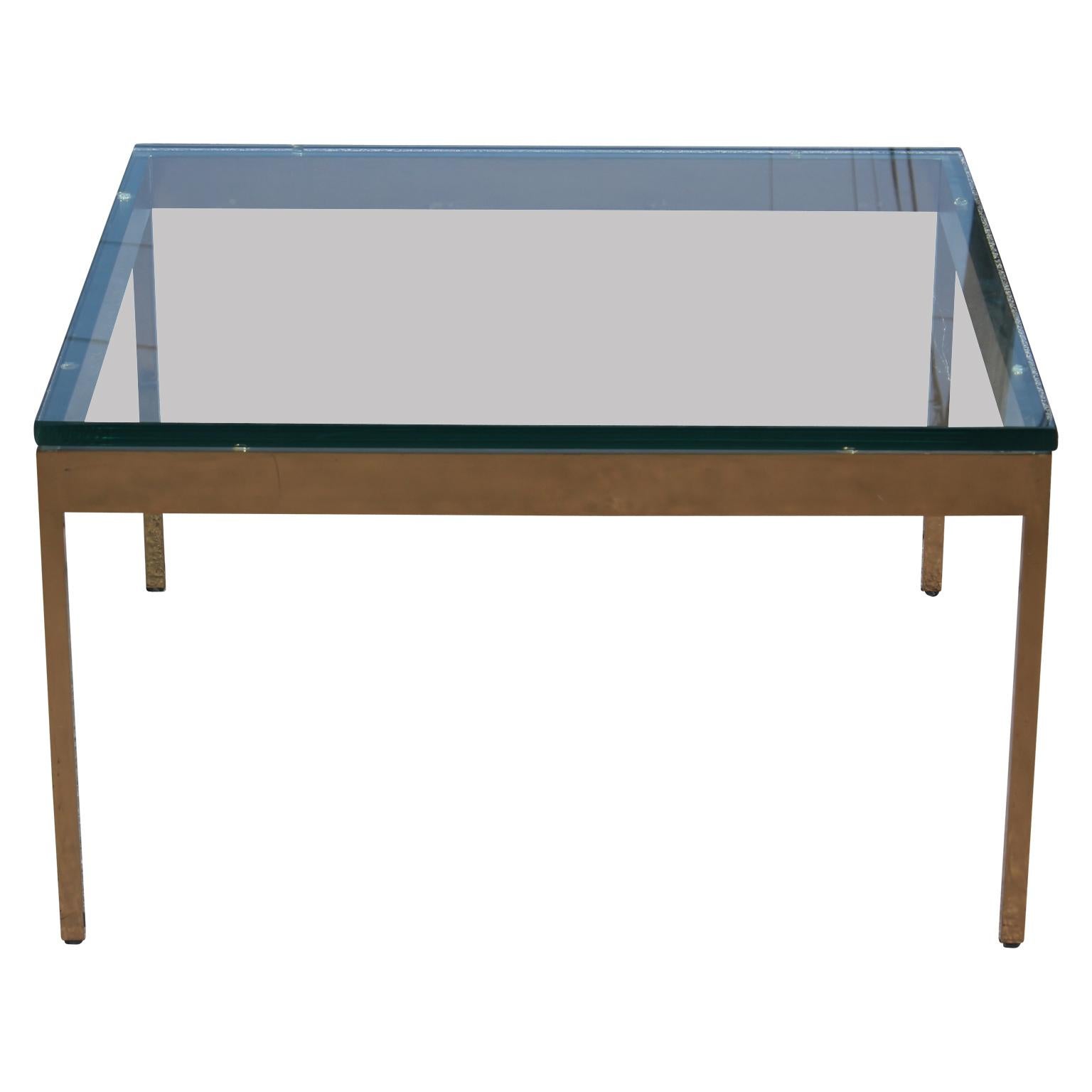 Modern Brass and Glass Square Coffee Table by Nicos Zographos