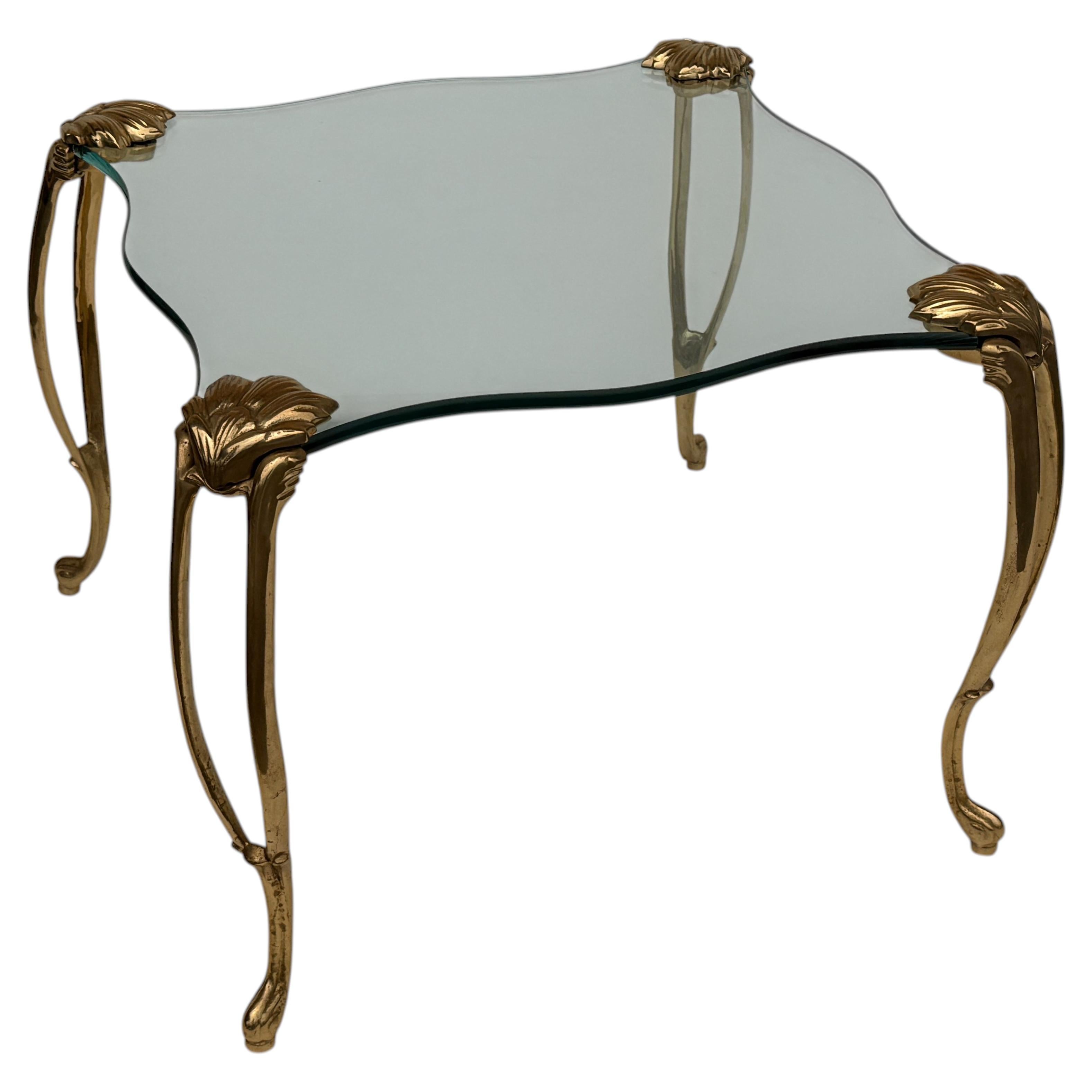 Hollywood Regency Brass and Glass Table Attributed to Maison Jansen