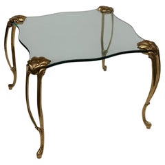 Hollywood Regency Brass and Glass Table Attributed to Maison Jansen