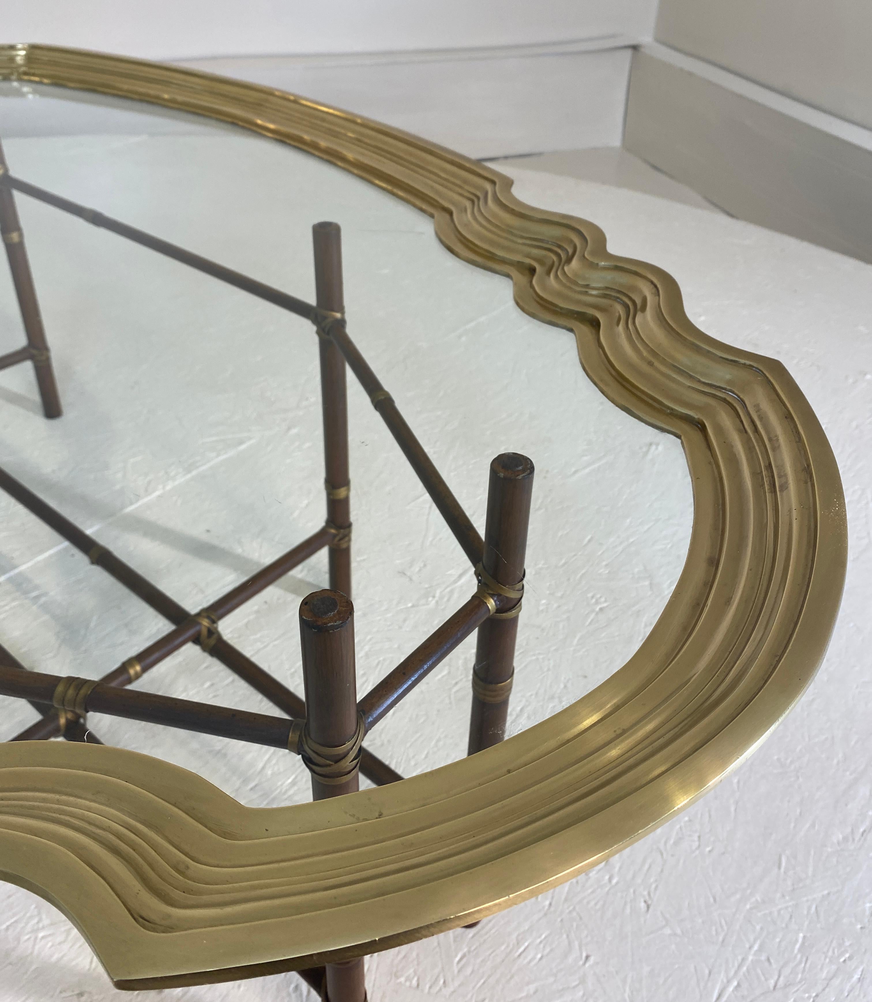 Late 20th Century Hollywood Regency Brass and Glass Tray Coffee Table by Baker