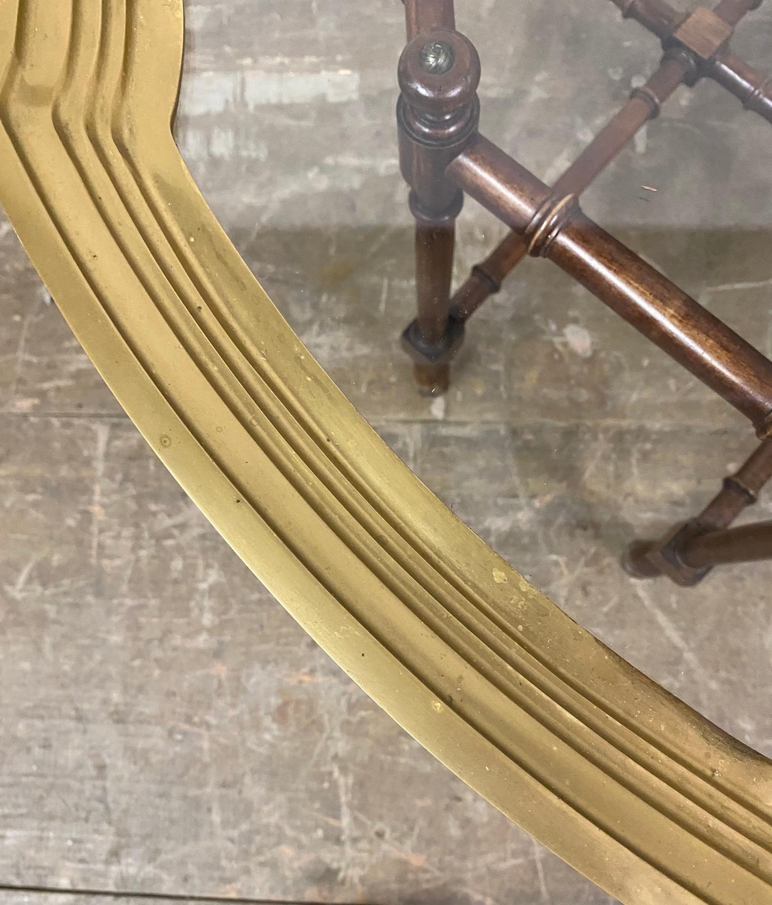 Hollywood Regency Brass and Glass Tray Coffee Table 2