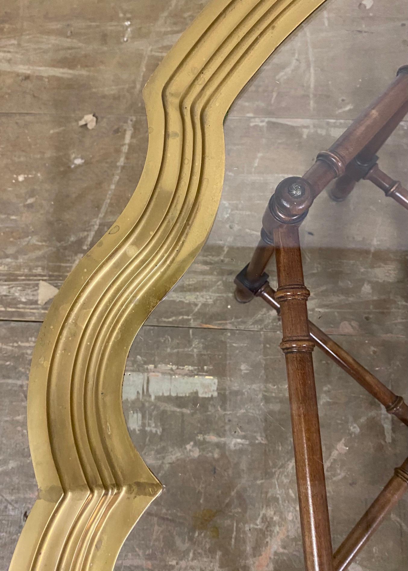 Hollywood Regency Brass and Glass Tray Coffee Table 3