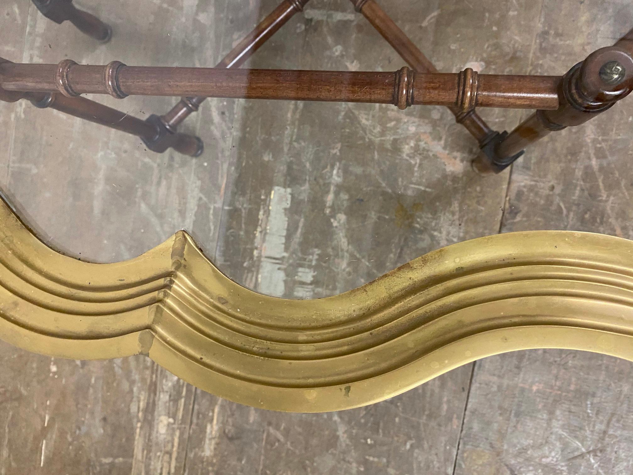 Hollywood Regency Brass and Glass Tray Coffee Table 4