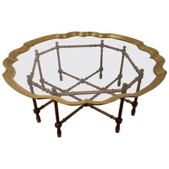 Vintage Hollywood Regency Brass and Glass Tray Coffee Table