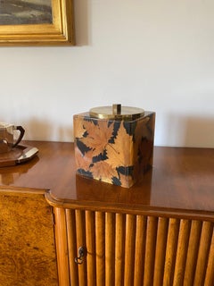 Hollywood regency brass and leaves resin ice bucket, Montagnani Florence 1970s