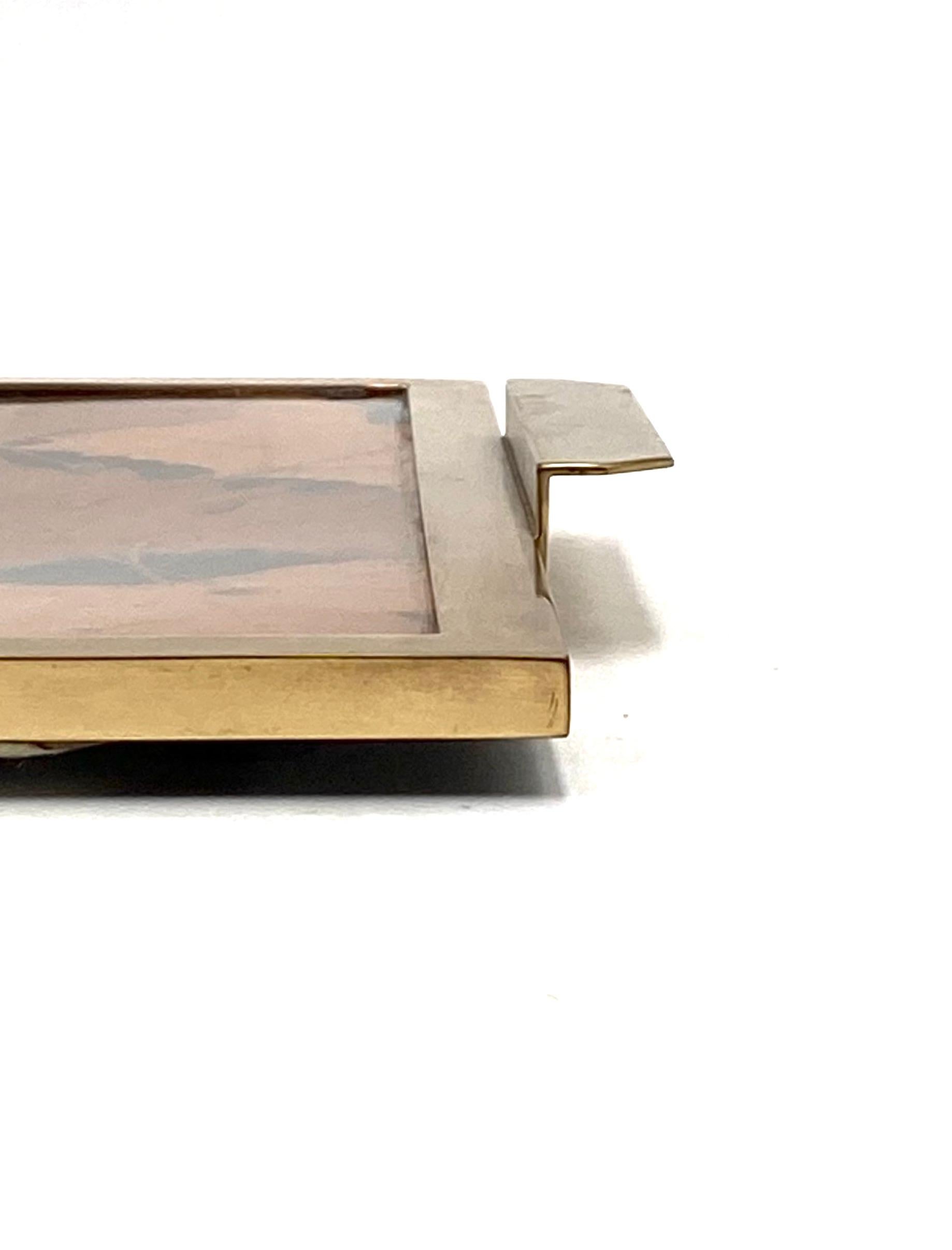 Hollywood regency brass and leaves resin tray, Montagnani Firenze Italy 1970s For Sale 13