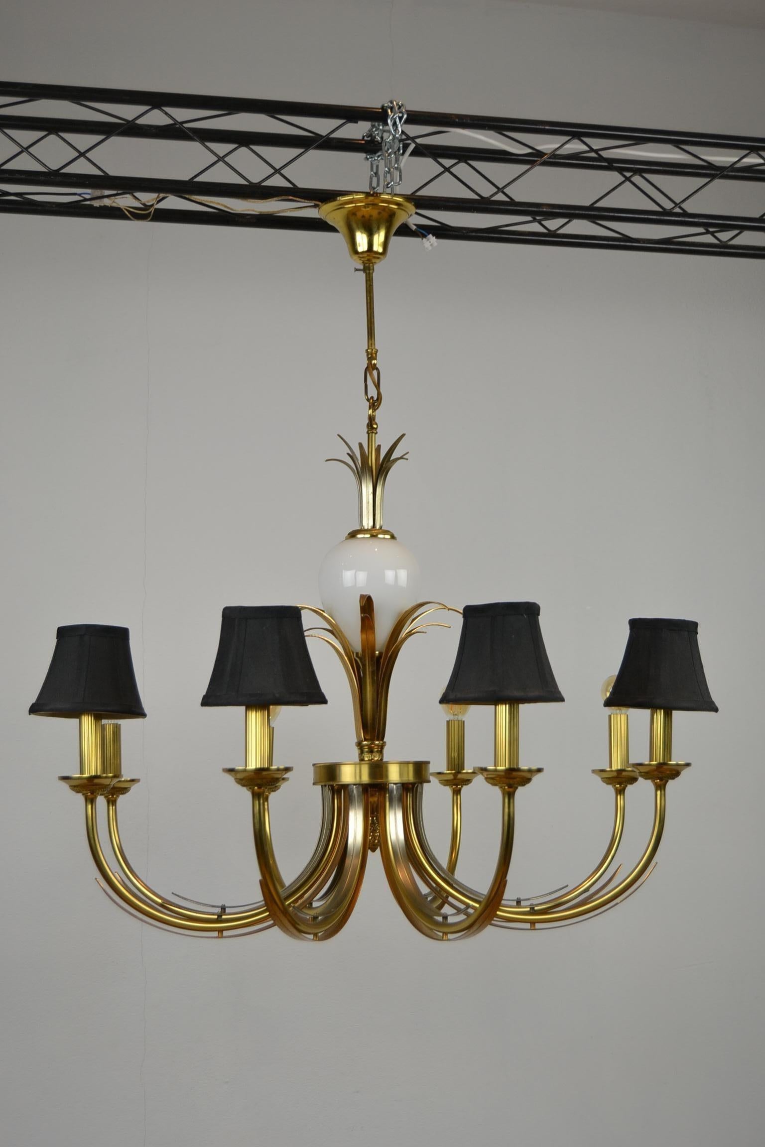 Hollywood Regency Brass and Ostrich Egg Chandelier, 1970s 10