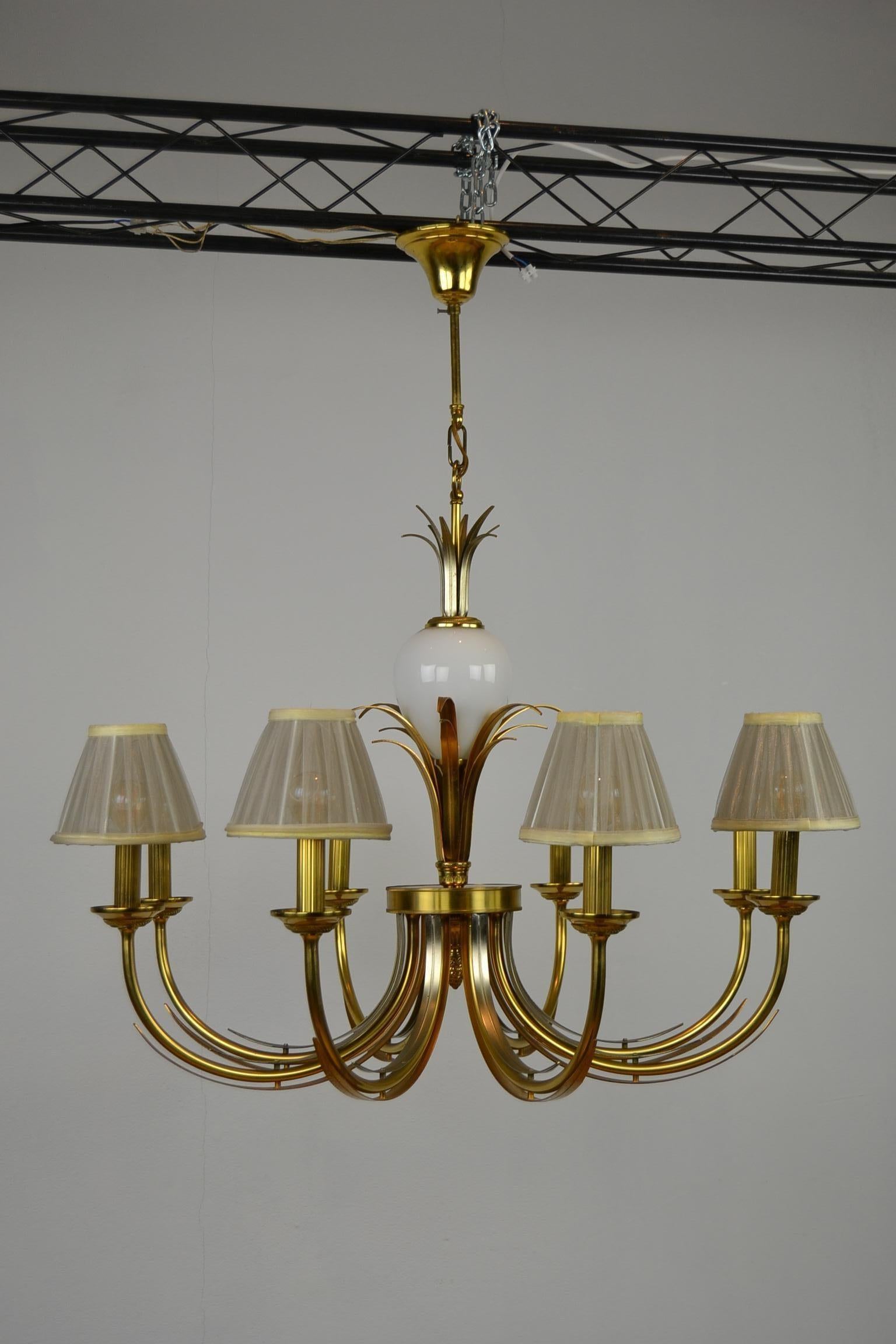 Hollywood Regency Brass and Ostrich Egg Chandelier, 1970s 11