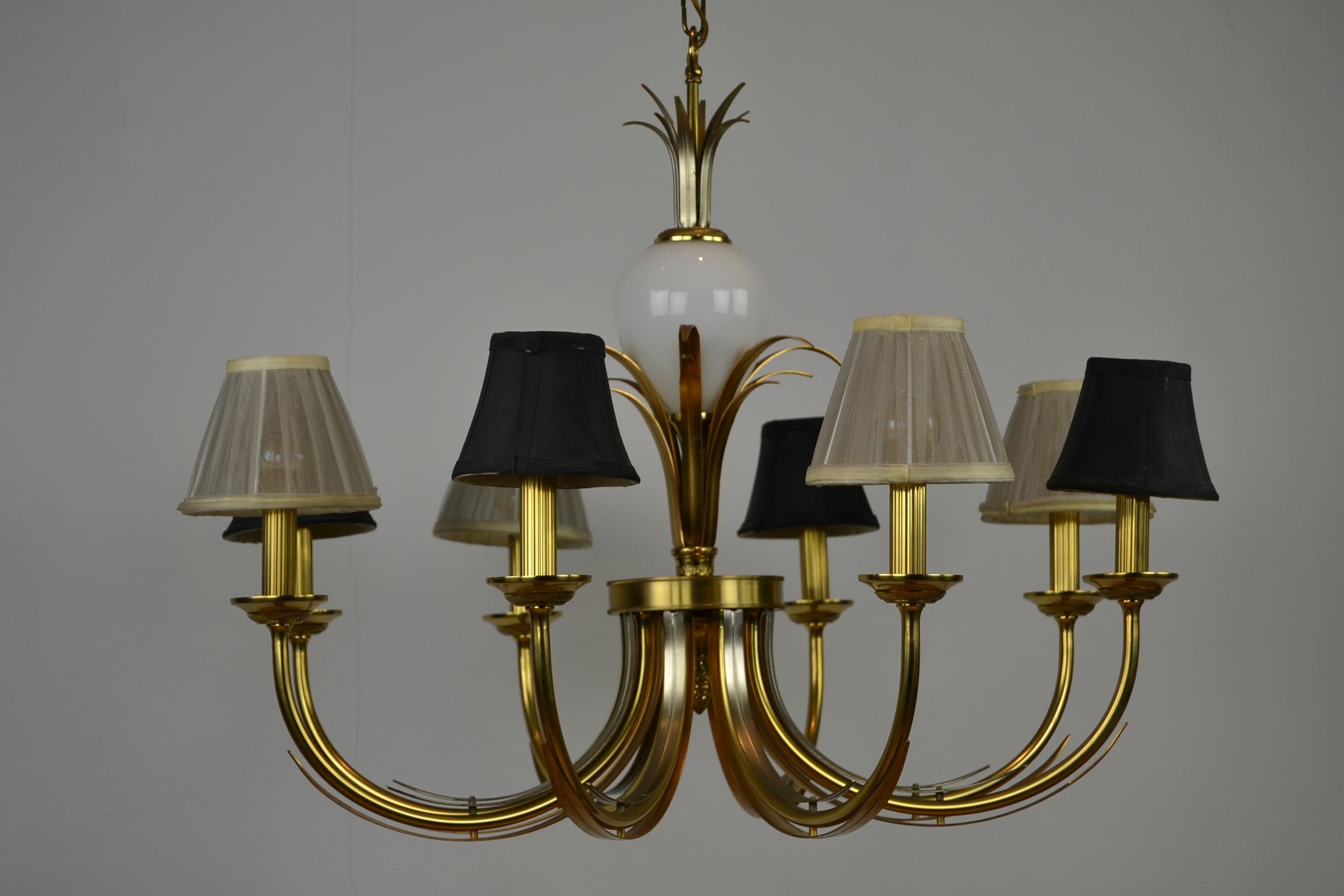 Hollywood Regency Brass and Ostrich Egg Chandelier, 1970s 12