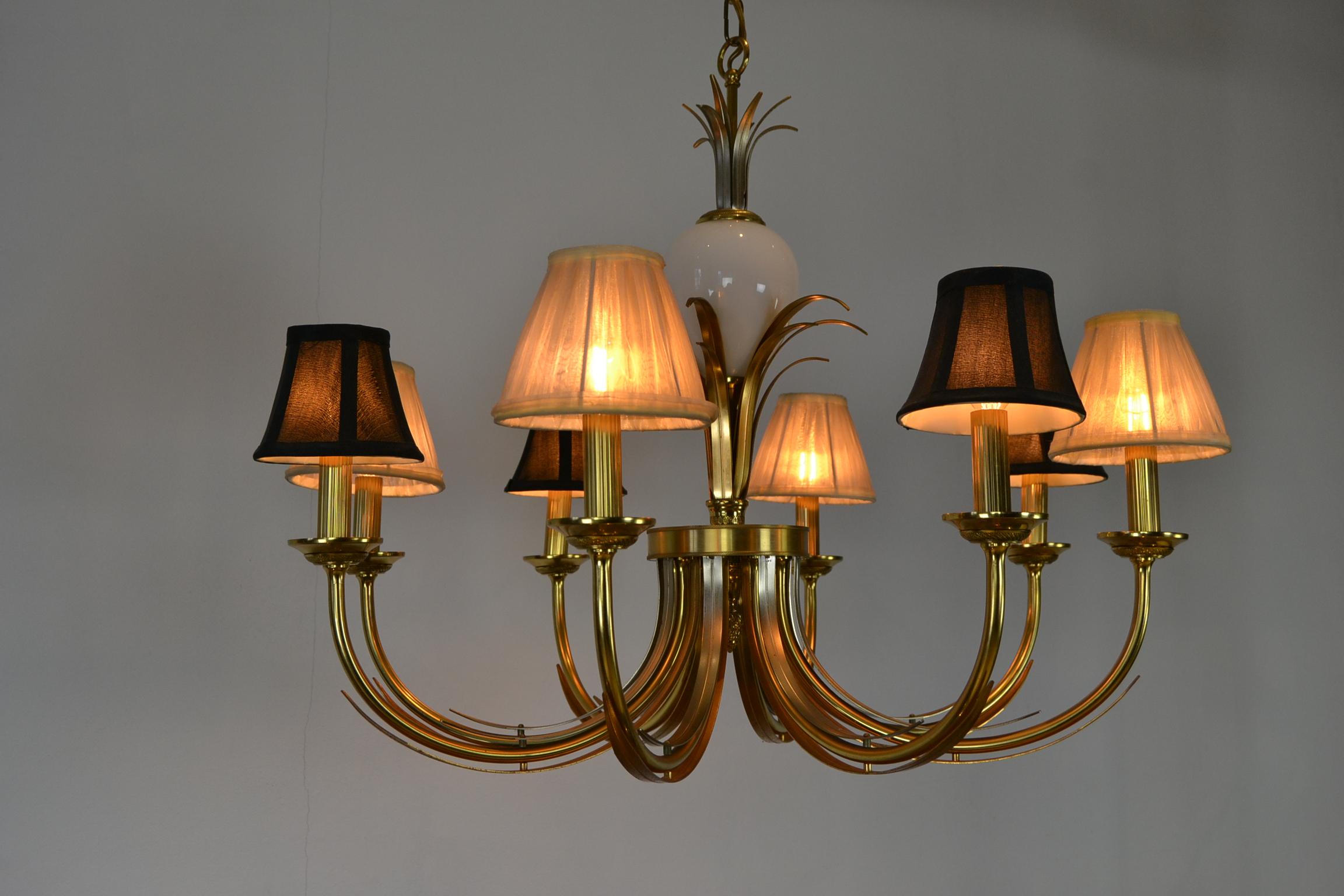 Hollywood Regency Brass and Ostrich Egg Chandelier, 1970s 13