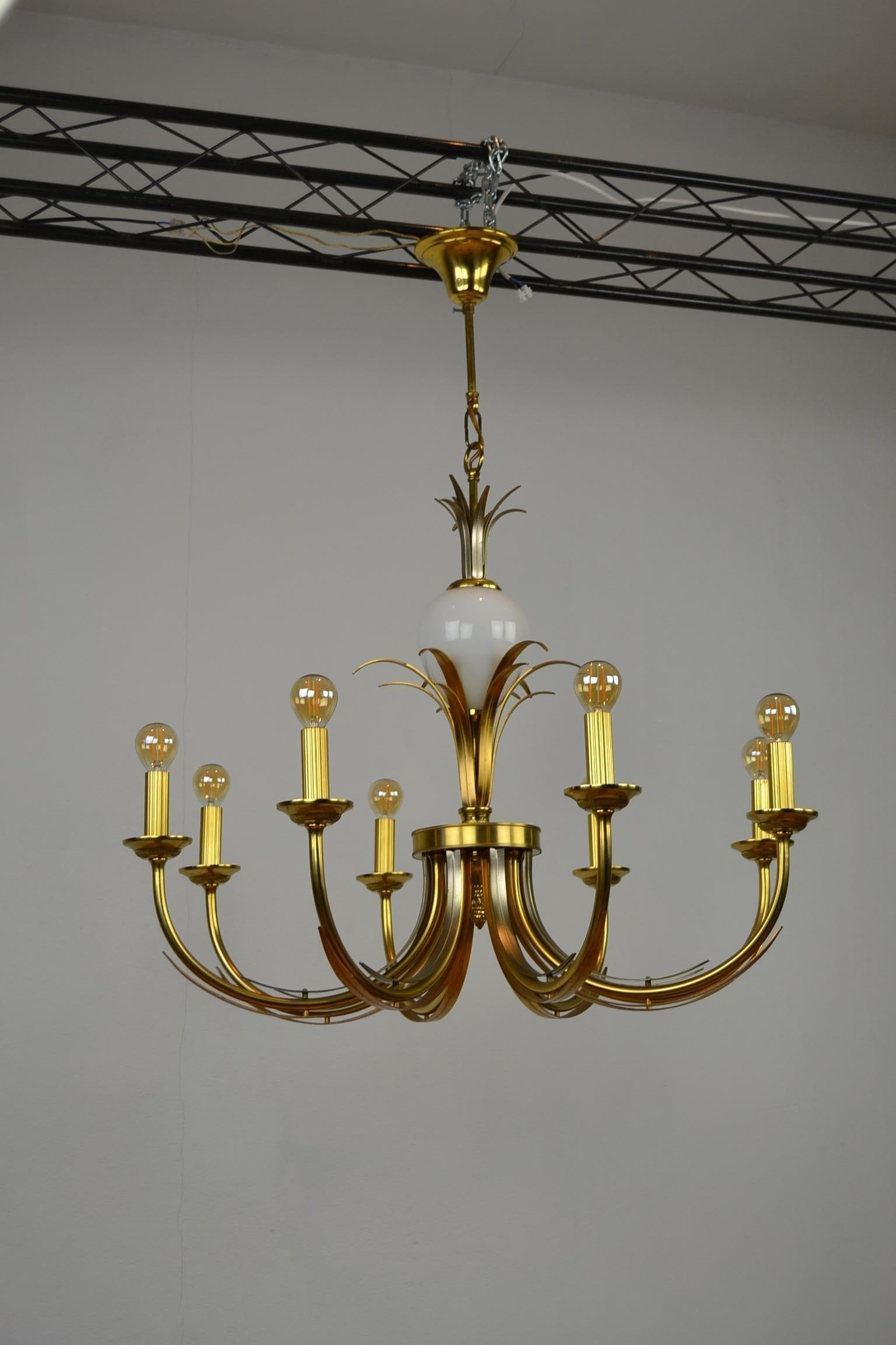 Hollywood Regency Brass and Ostrich Egg Chandelier, 1970s 15