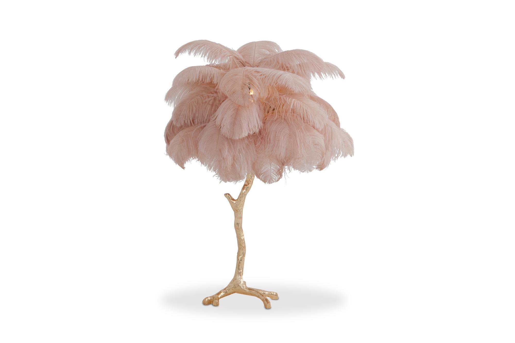 pink ostrich feather lamp