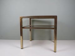 Hollywood Regency Brass and Smoked Glass Side Table by De Knudt, Belgian Design
