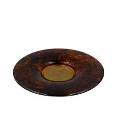 Hollywood regency brass and tortoiseshell lucite tray, Guzzini Italy 1970s