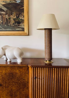 Hollywood regency brass and Vienna straw lamp base, Italy 1970's