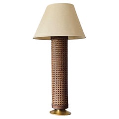 Hollywood regency brass and Vienna straw lamp base, Italy 1970's