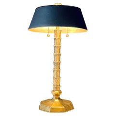 Hollywood Regency Brass As You Like It Stacked Leaf Table Lamp Black Metal Shade