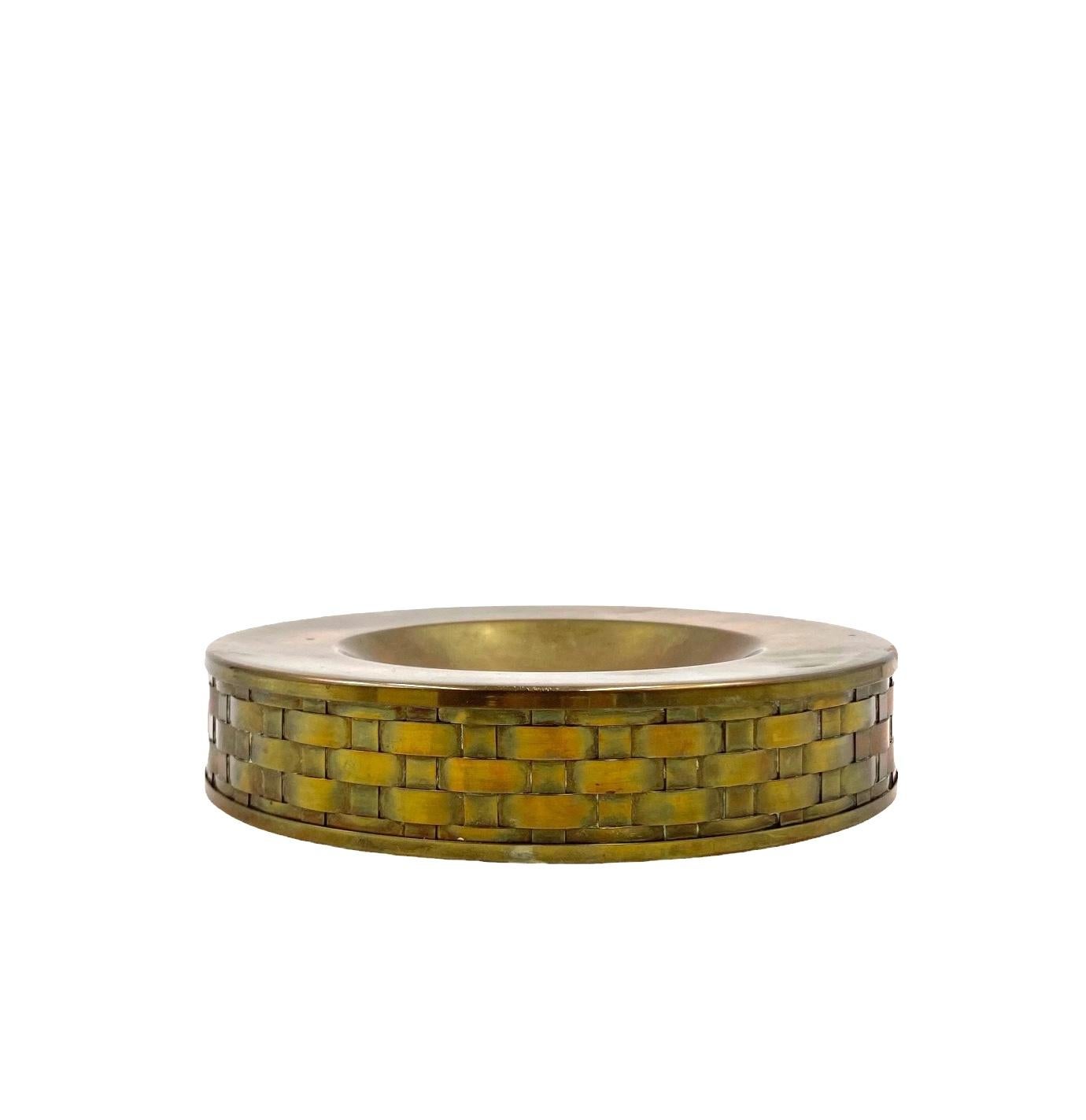 Brass Hollywood regency brass ashtray / vide poche, Italy 1970s