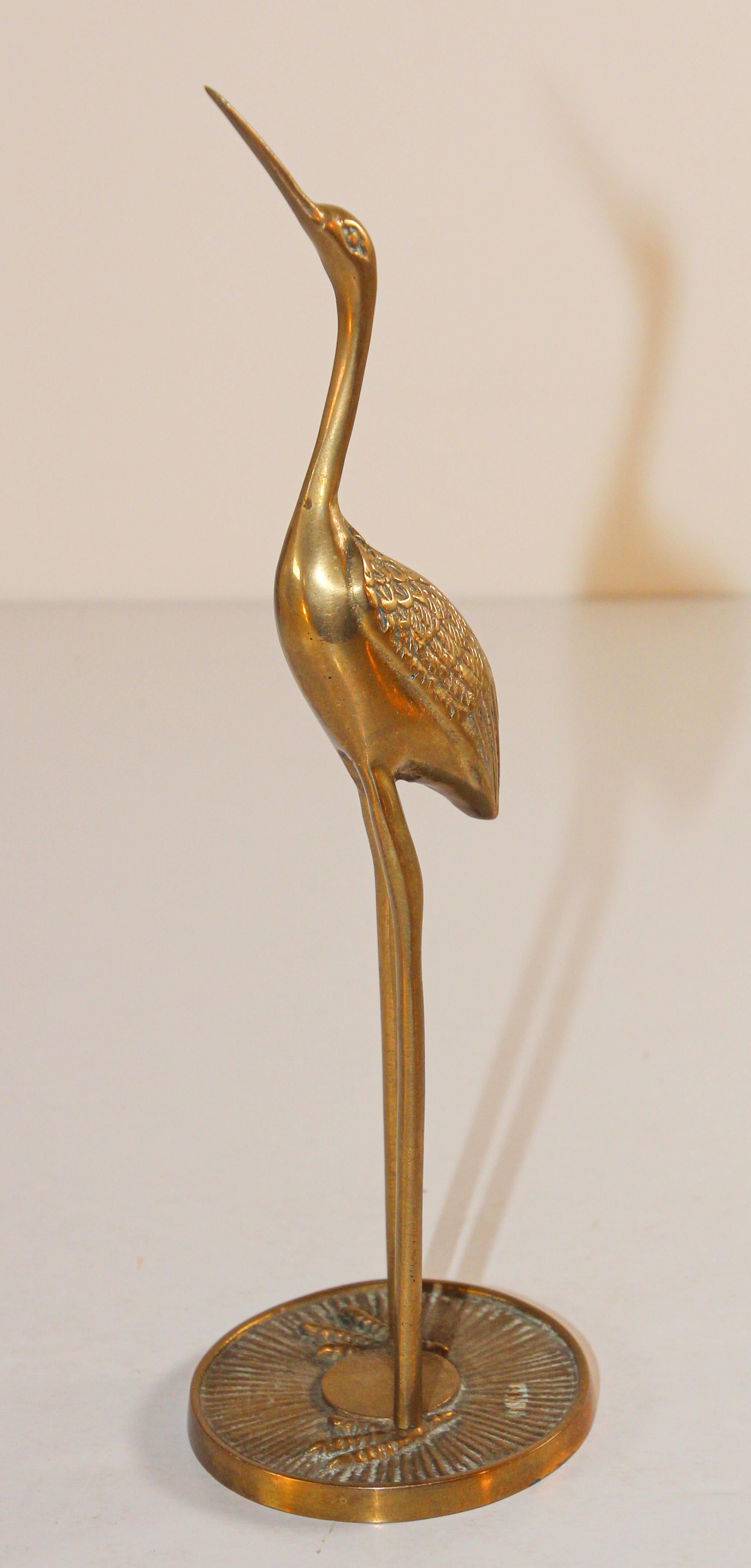 Japanese Hollywood Regency Brass Asian Crane Sculpture