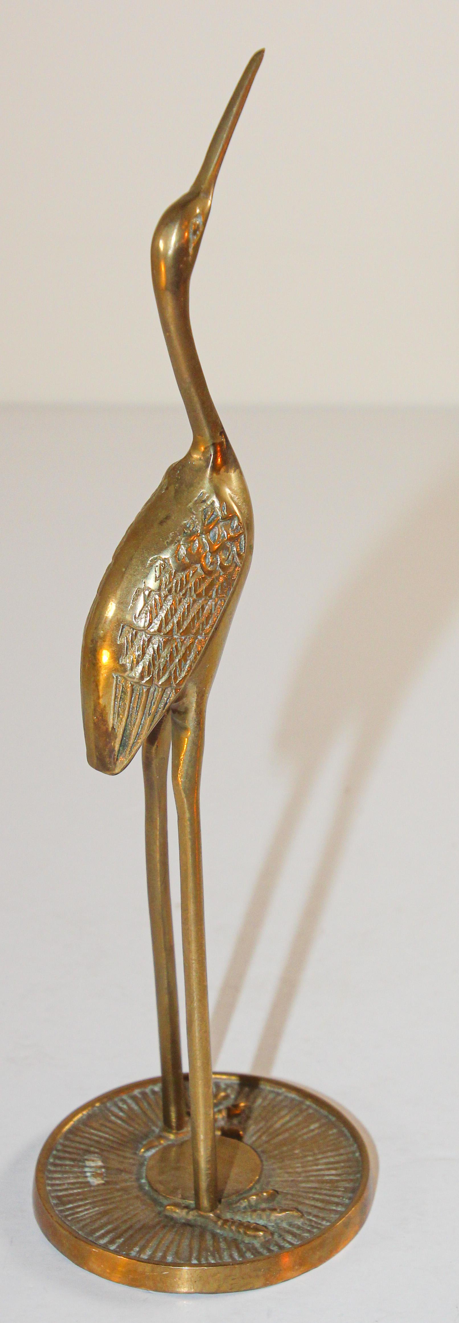 Hollywood Regency Brass Asian Crane Sculpture 1