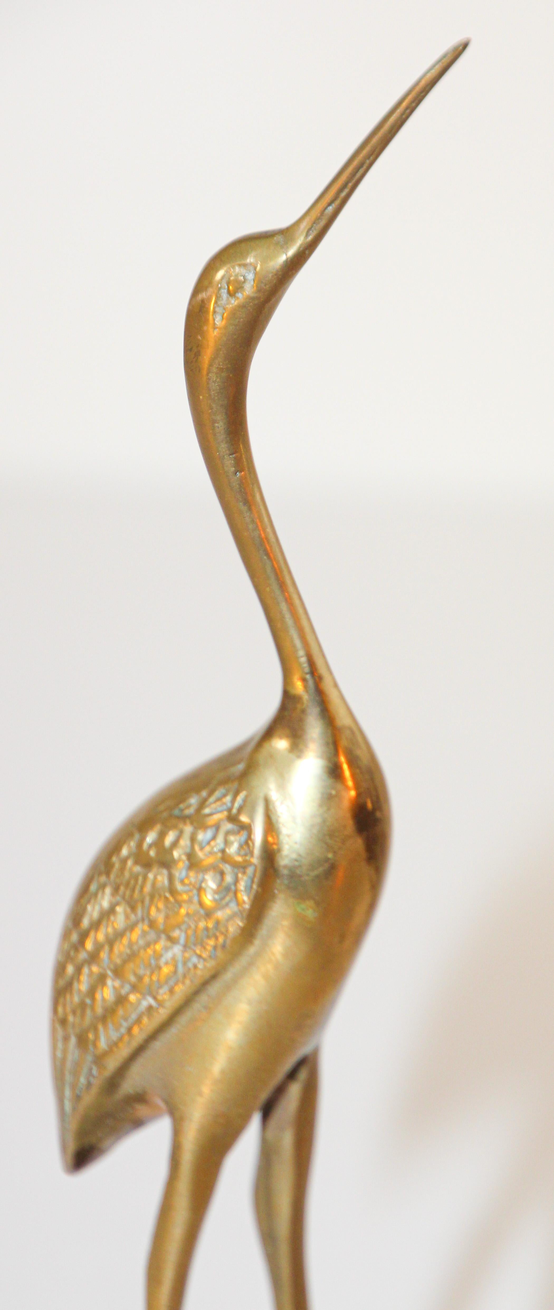 Hollywood Regency Brass Asian Crane Sculpture 2