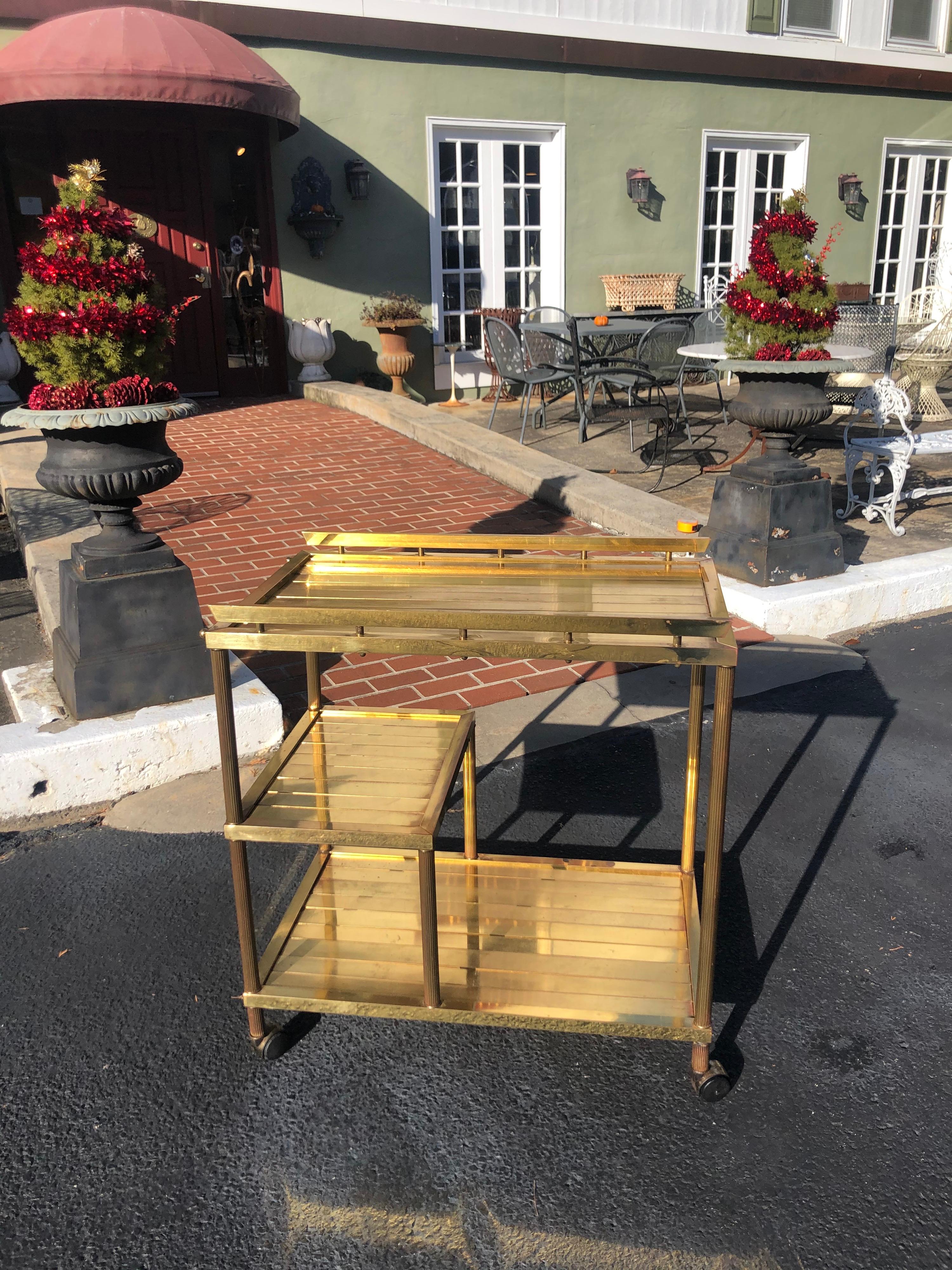 Hollywood Regency Brass Bar Cart 13
