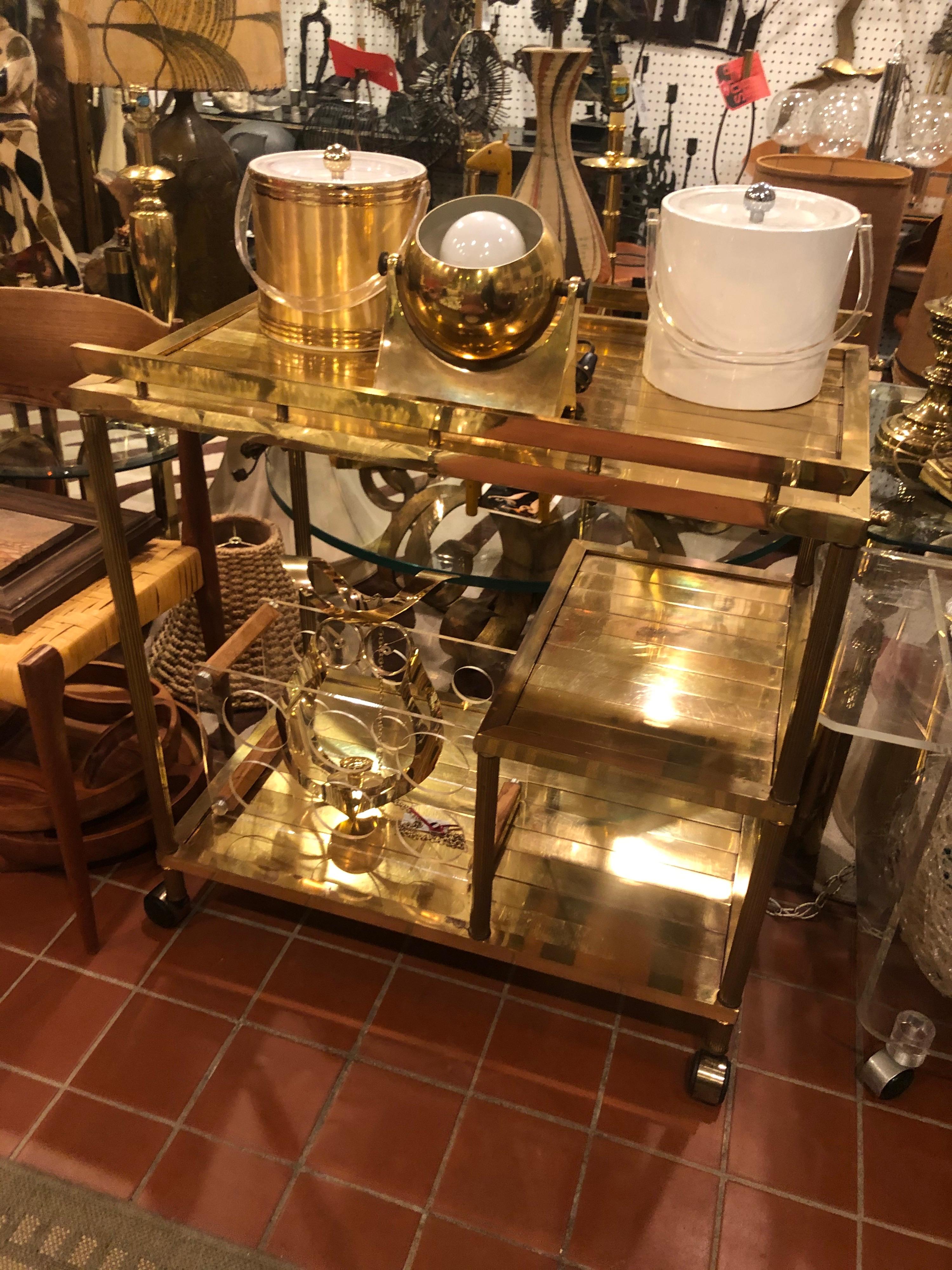 Hollywood Regency Brass Bar Cart 15