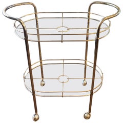 Hollywood Regency Brass Bar Cart
