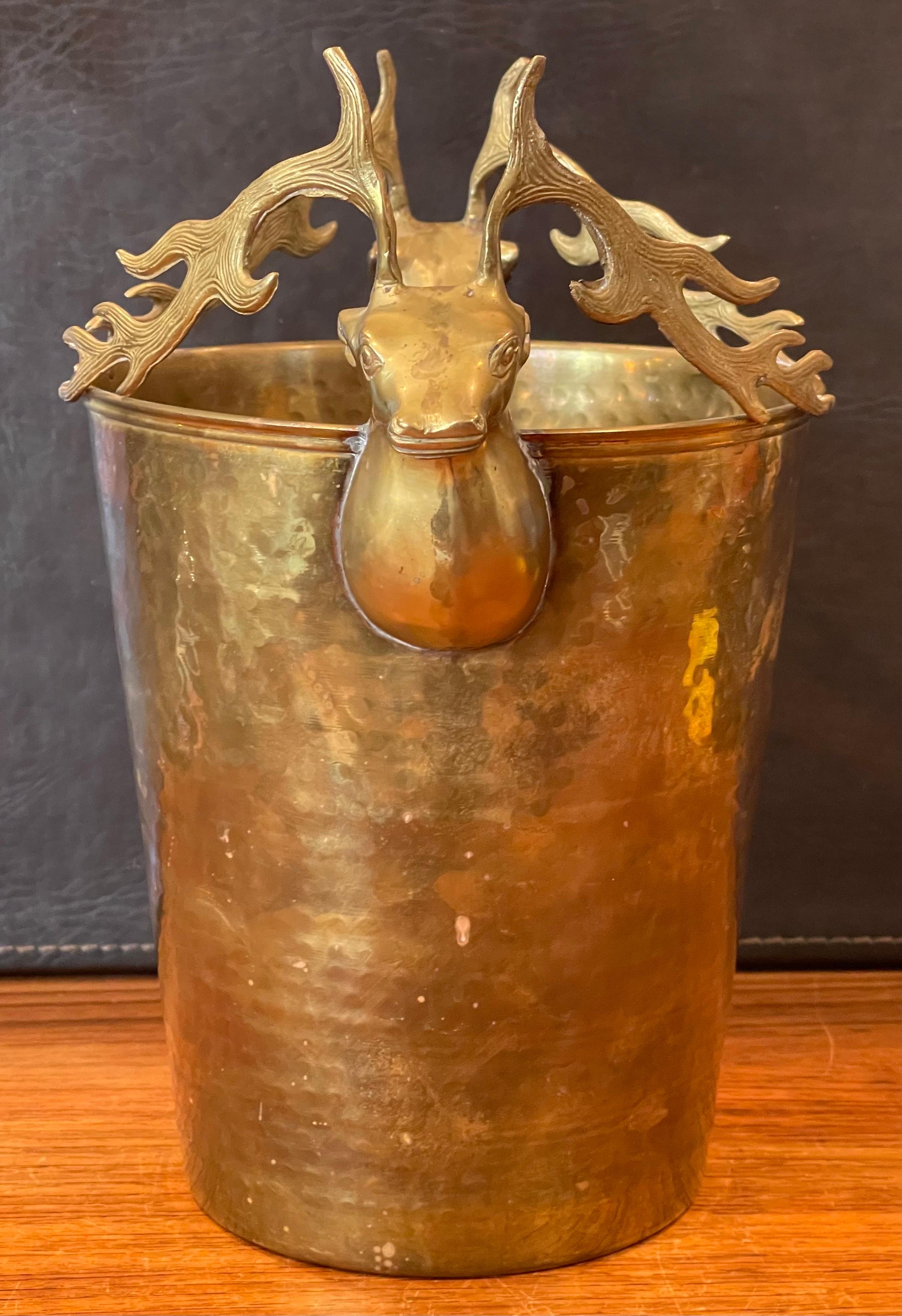 Hollywood Regency Brass Buck / Deer Ice Bucket 7
