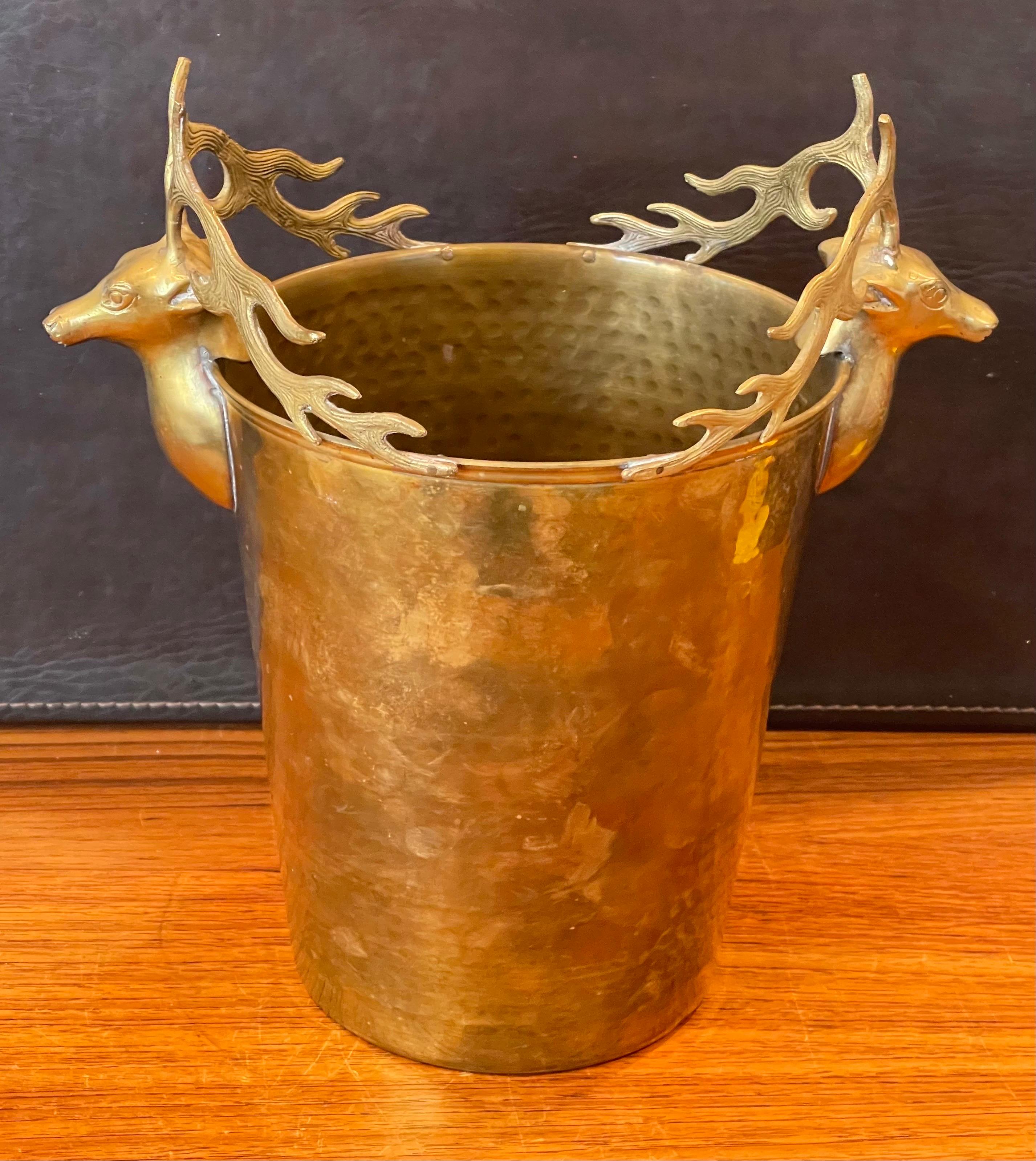 20th Century Hollywood Regency Brass Buck / Deer Ice Bucket