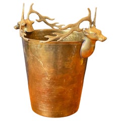 Hollywood Regency Brass Buck / Deer Ice Bucket