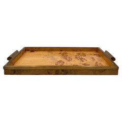 Hollywood regency brass & burl tray, Italy 1970s