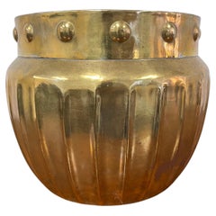 Hollywood Regency Brass Cachepot with Studded Rim, Marshall Field's, Hong Kong