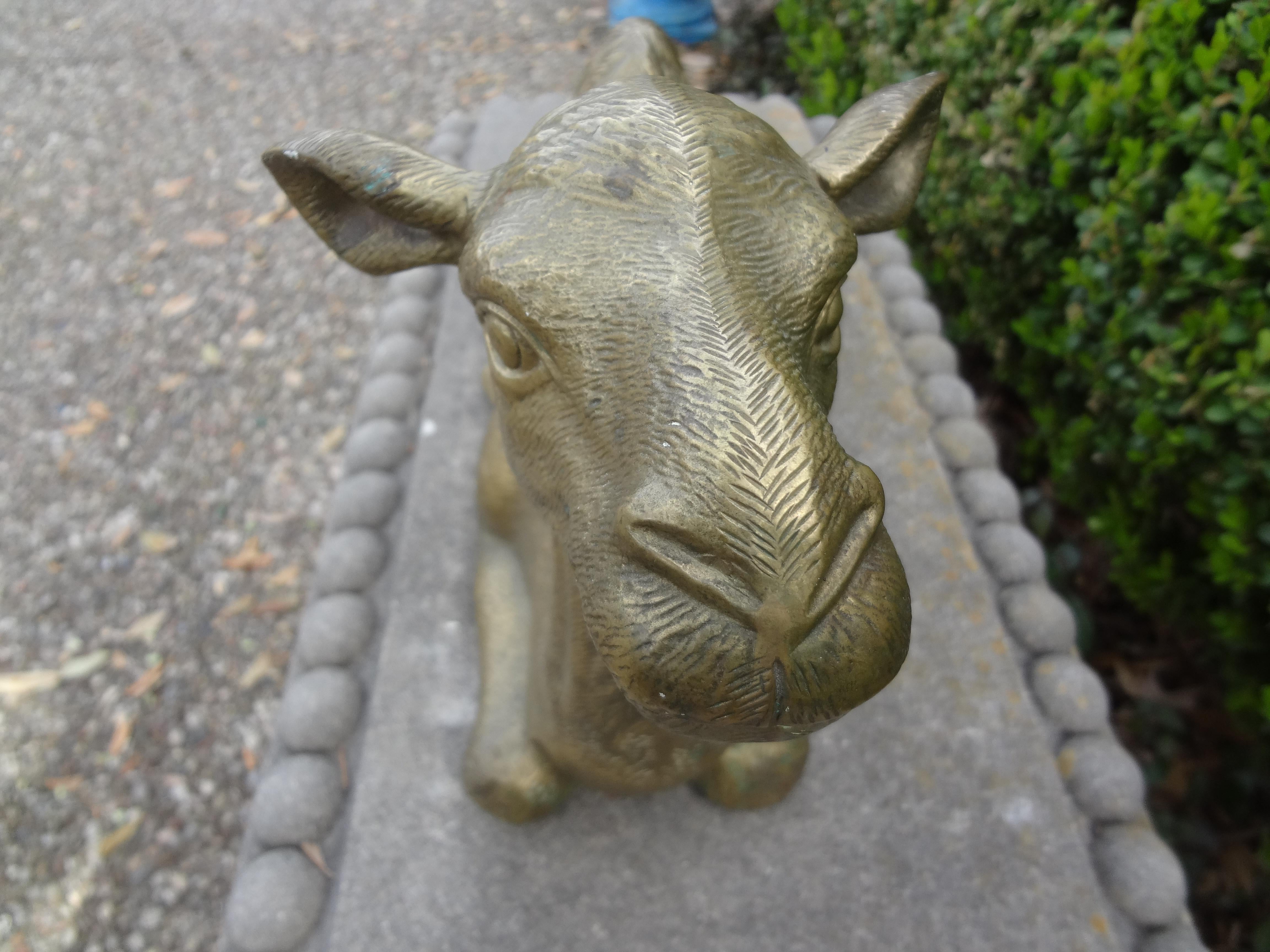 Hollywood Regency Brass Camel Statue In Good Condition For Sale In Houston, TX