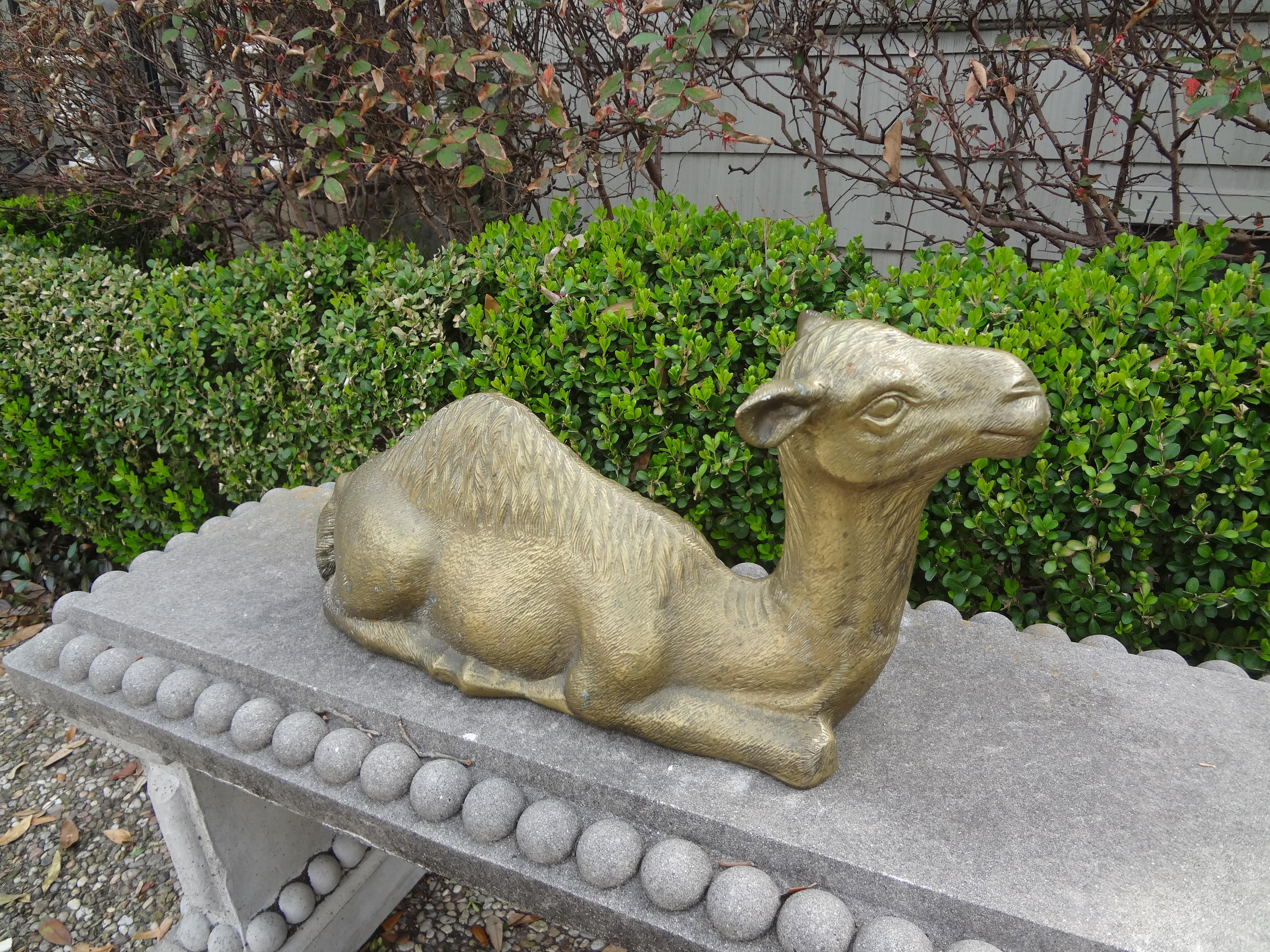 Hollywood Regency Brass Camel Statue For Sale 1