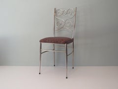 Hollywood Regency Brass Chair Italy 1950s, with New Upholstery