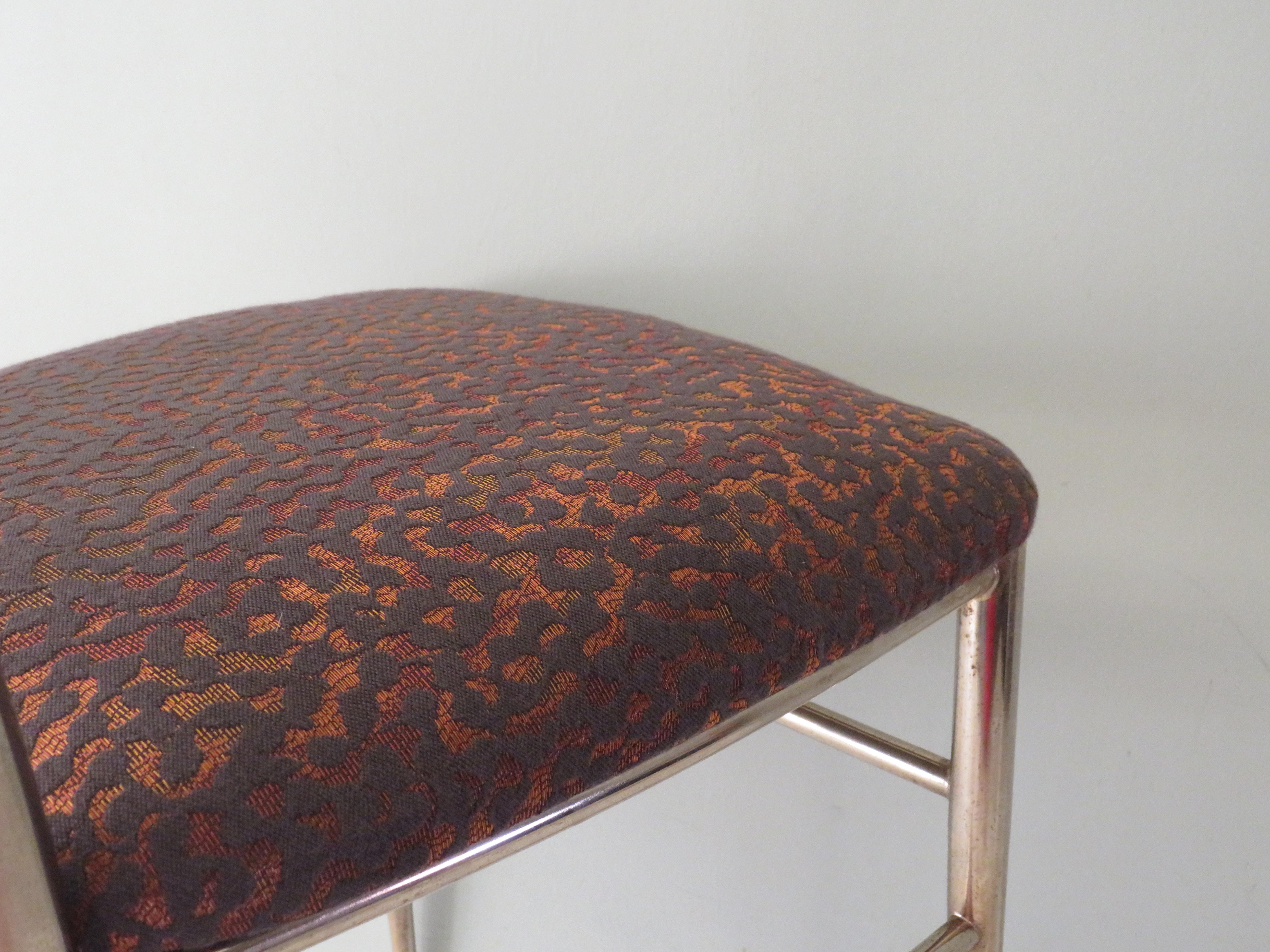 Hollywood Regency Brass Chair Italy 1950s, with New Upholstery For Sale 2