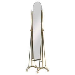 Retro Hollywood Regency Brass Chevel Dressing Mirror