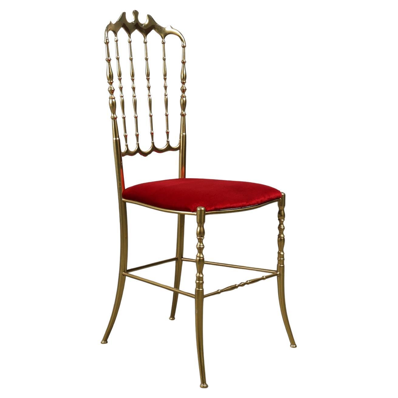 Hollywood Regency Brass Chiavari Chair by Giuseppe Gaetano Descalzi, Italy, 1950 For Sale