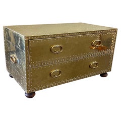 Vintage Hollywood Regency Brass Clad Two Drawer Chest by Sarreid LTD of Spain