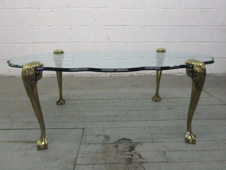 Hollywood Regency Brass Coffee Table In Good Condition In New York, NY