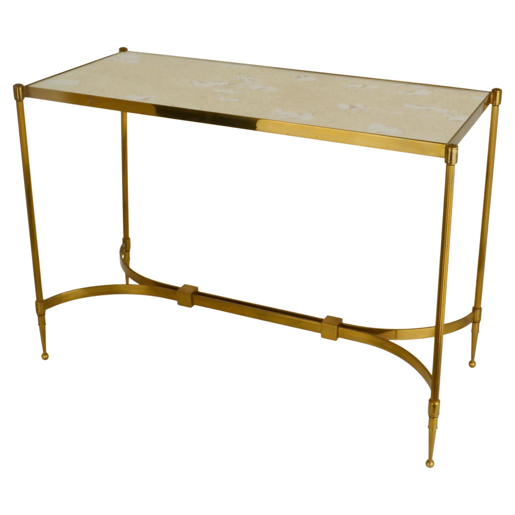 Hollywood Regency Brass Coffee Table with Mirrored Top