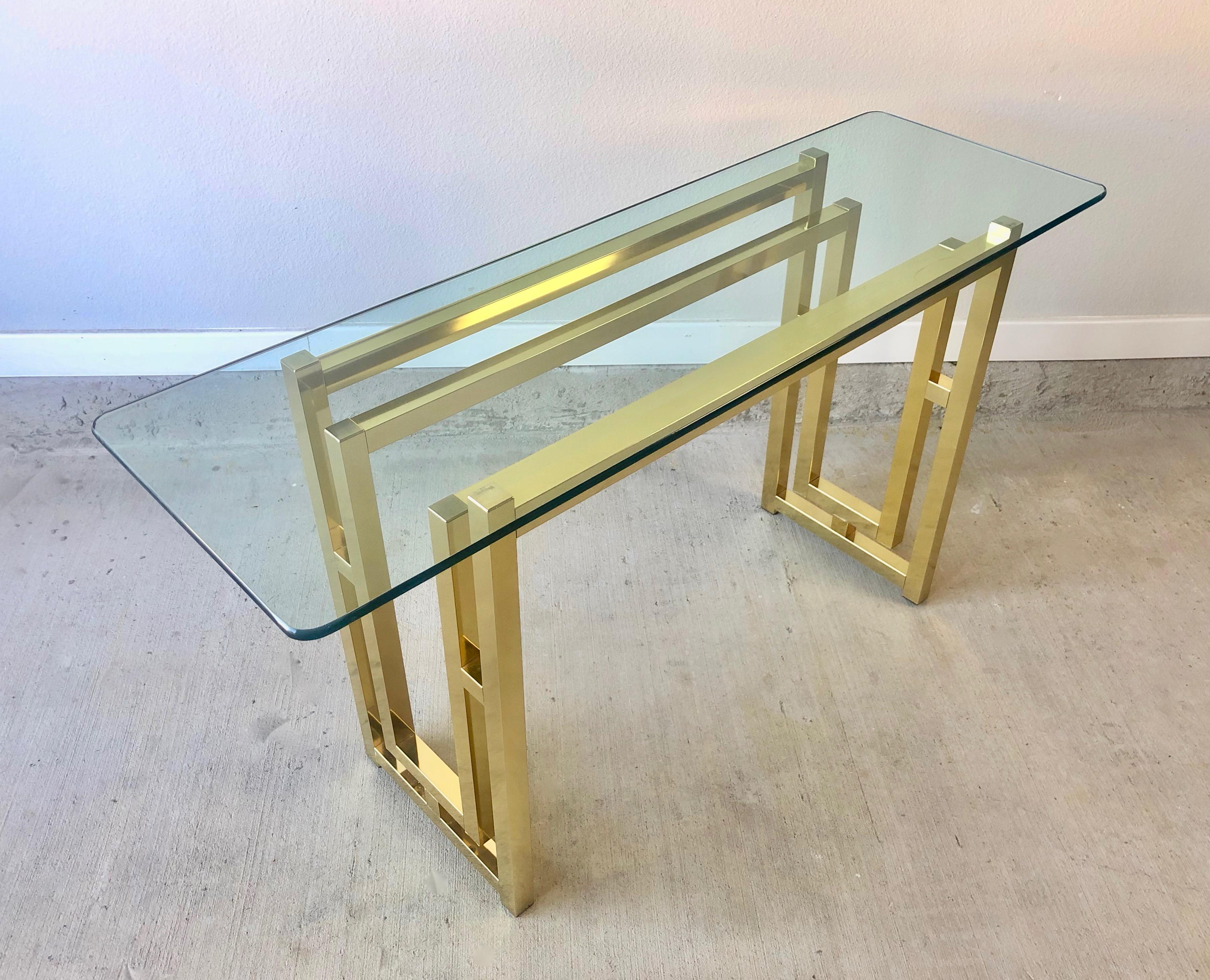 Hollywood Regency Brass Console Table For Sale 6