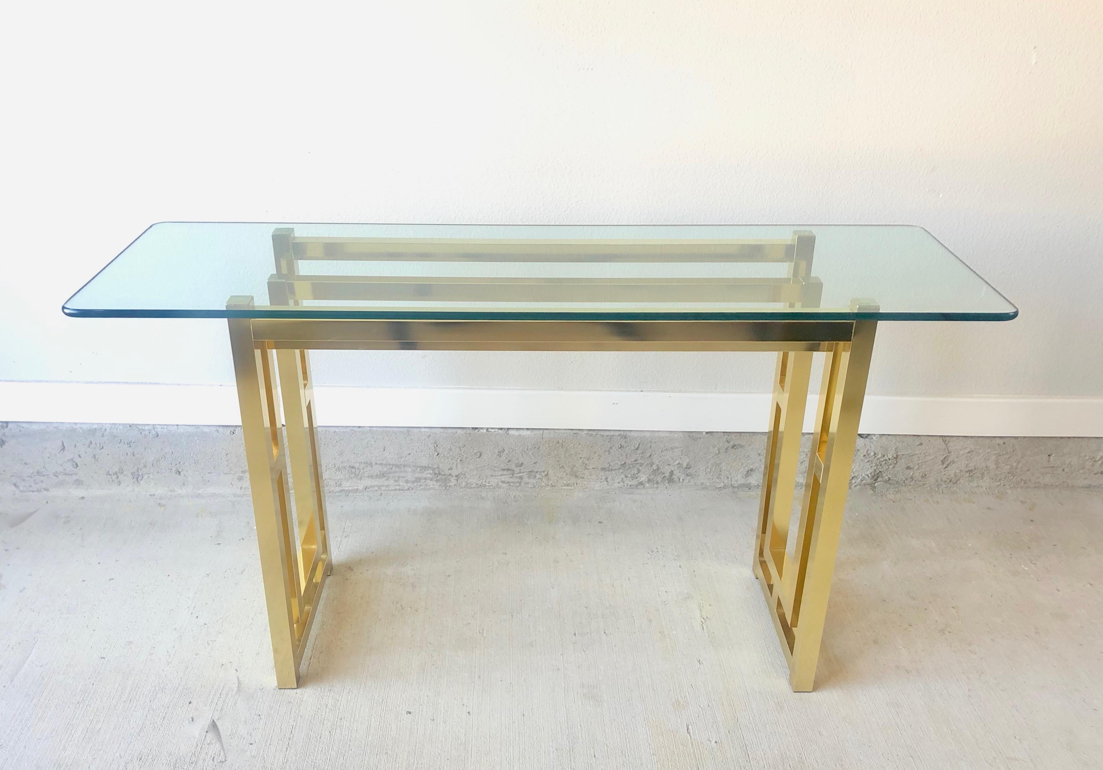 Hollywood Regency brass console table.