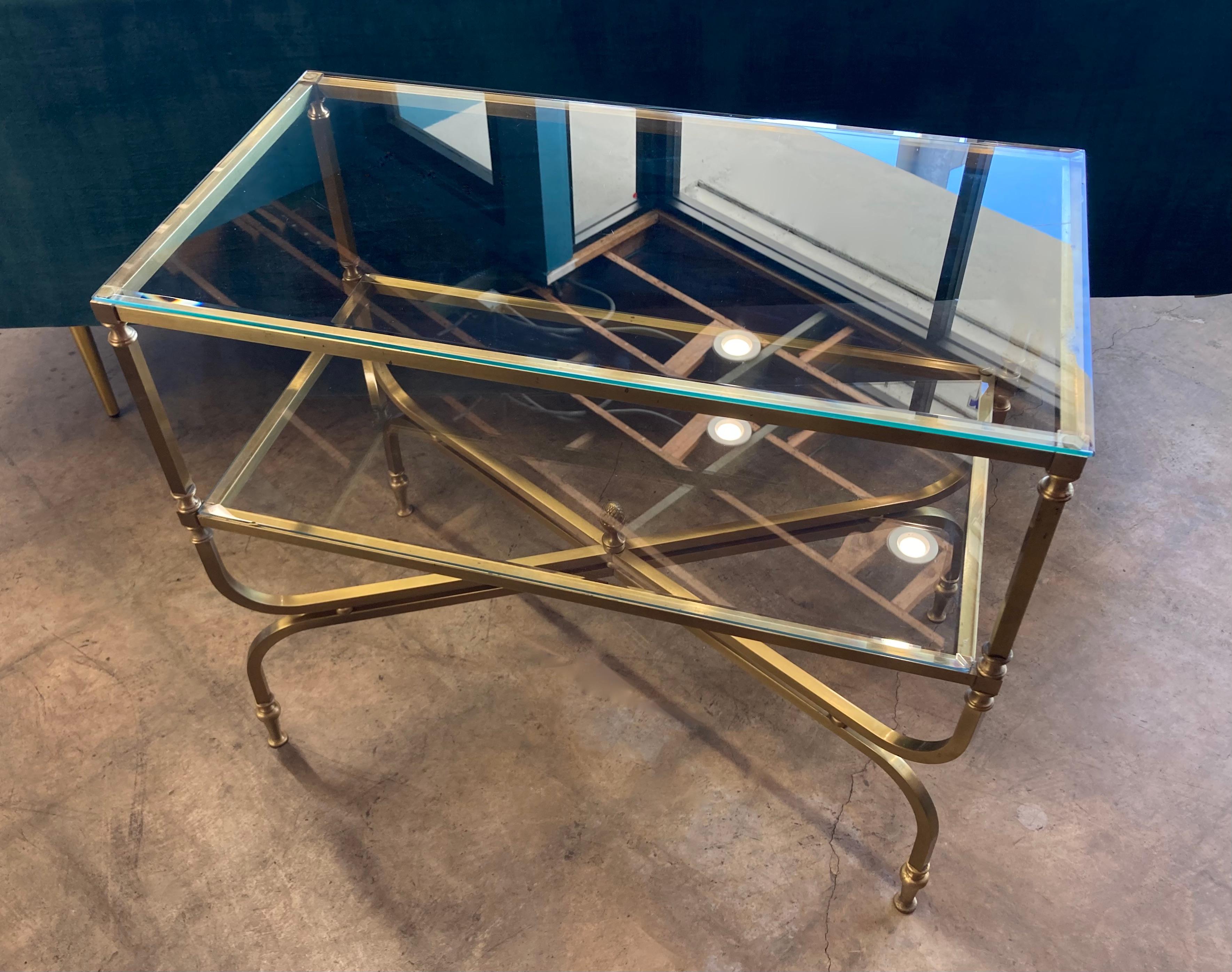 Table console en laiton Hollywood Regency Bon état - En vente à Alhambra, CA