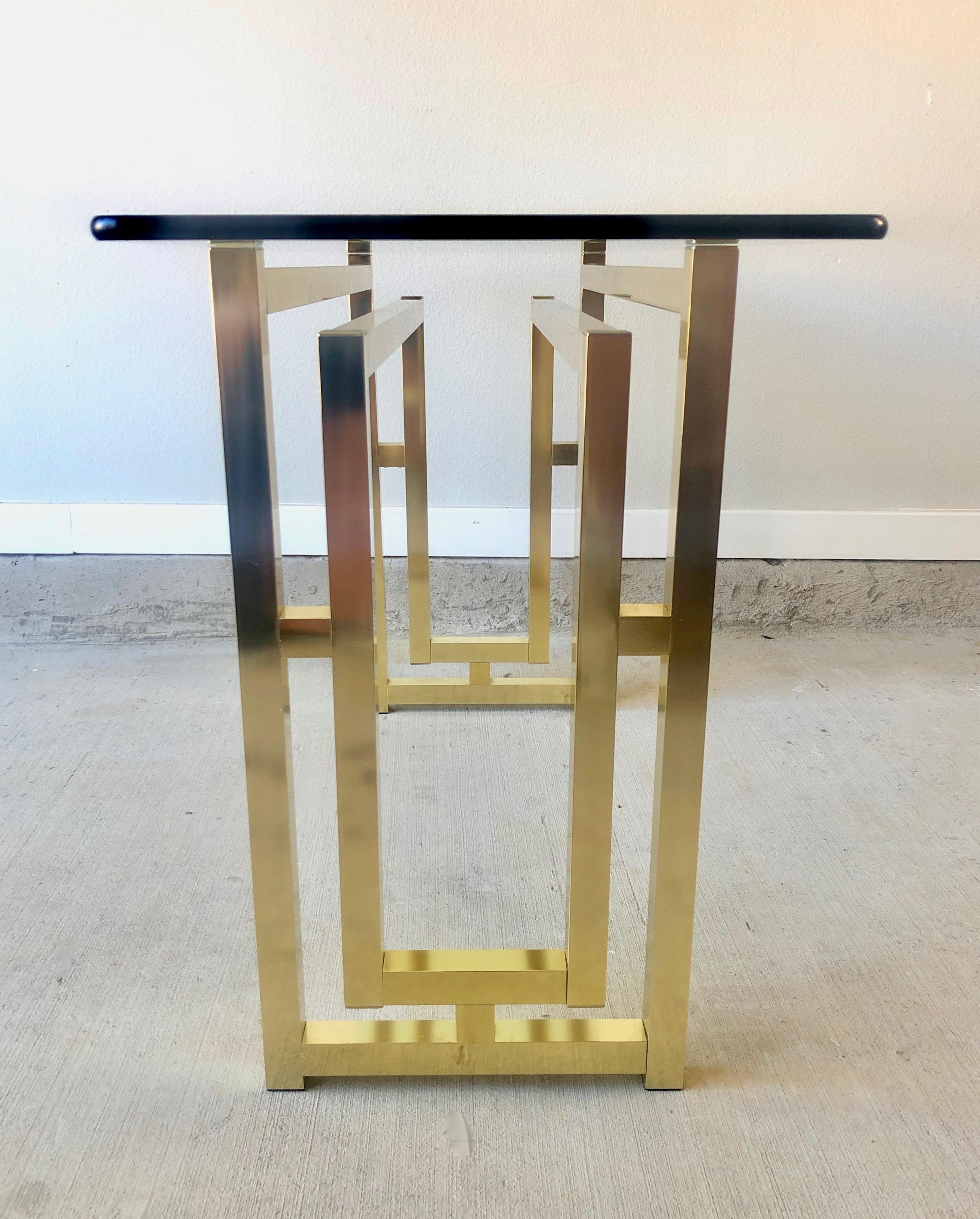 North American Hollywood Regency Brass Console Table For Sale